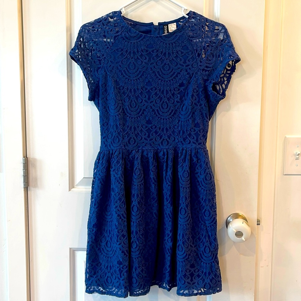 H&M Blue Lace Dress Sz 12